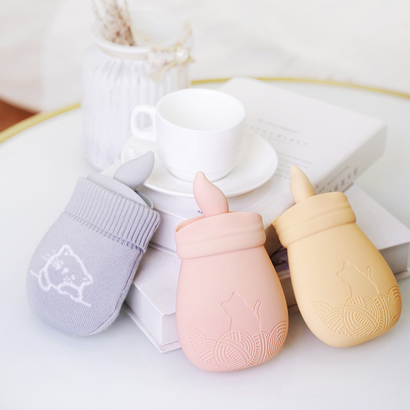 Τσάντα ζεστού νερού σιλικόνης με πλεκτό κάλυμμα ΖΕΣΤΗ Χαλαρωτική Θεραπεία Θερμότητας/Κρύου για ανακούφιση από τον πόνο