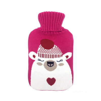 Πλεκτό κάλυμμα τσάντα ζεστού νερού 2000ml Μεγάλη φανέλα τσάντα μονόχρωμη βελούδινη υφασμάτινη μανίκια κινούμενα σχέδια με γέμιση με σακούλα νερού