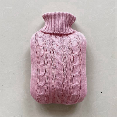 Πλεκτό κάλυμμα τσάντα ζεστού νερού 2000ml Μεγάλη φανέλα τσάντα μονόχρωμη βελούδινη υφασμάτινη μανίκια κινούμενα σχέδια με γέμιση με σακούλα νερού