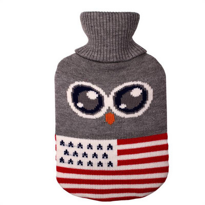 Πλεκτό κάλυμμα τσάντα ζεστού νερού 2000ml Μεγάλη φανέλα τσάντα μονόχρωμη βελούδινη υφασμάτινη μανίκια κινούμενα σχέδια με γέμιση με σακούλα νερού