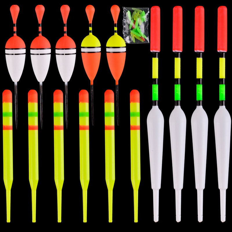 1 set (15 kom) plovaka za morski ribolov s okomitom plutačom raznih veličina za većinu vrsta ribolova s pričvrsnim gumenim mamacima za ribolov