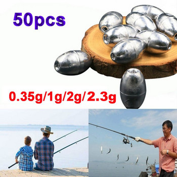 50PCS Бързо потъваща овална форма Тежест Split Shot Потъваща стръв Риболовни съоръжения Оловно грузило Риболовни мъниста
