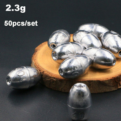 50 DB gyorsan süllyedő, ovális alakú, súlyú osztott horgászcsali horgászfelszerelés ólomsüllyesztő horgászgyöngyök
