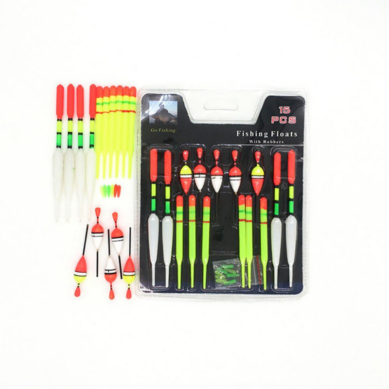Žvejybos reikmenys Plūdės Bobbers 15vnt Profesionalūs vertikalios žūklės masalai Meškerykočiai Slip Drift Tube Komplektas Žvejybos priedai/prekės