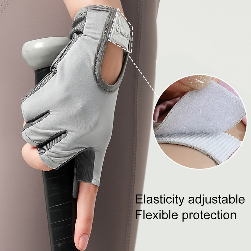 KoKossi 1Pair Half Finger fitneso pirštinės riešo apsauga nuo slydimo sunkiosios atletikos treniruotės hanteliai moterų dviračių sportinės pirštinės