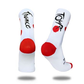 Нови професионални чорапи за състезания на открито Велосипедни чорапи Дишащи чорапи за спортни писма за шосейно бягане Мъже Жени Calcetines Ciclismo