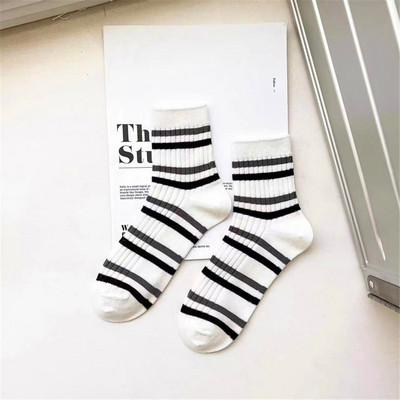 2023. aasta uued topeltnõelaga triibulised sokid naistele, tikitud rohelised puuvillased sokid, paarid, Rula Sox