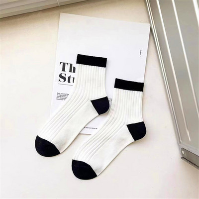 2023. aasta uued topeltnõelaga triibulised sokid naistele, tikitud rohelised puuvillased sokid, paarid, Rula Sox