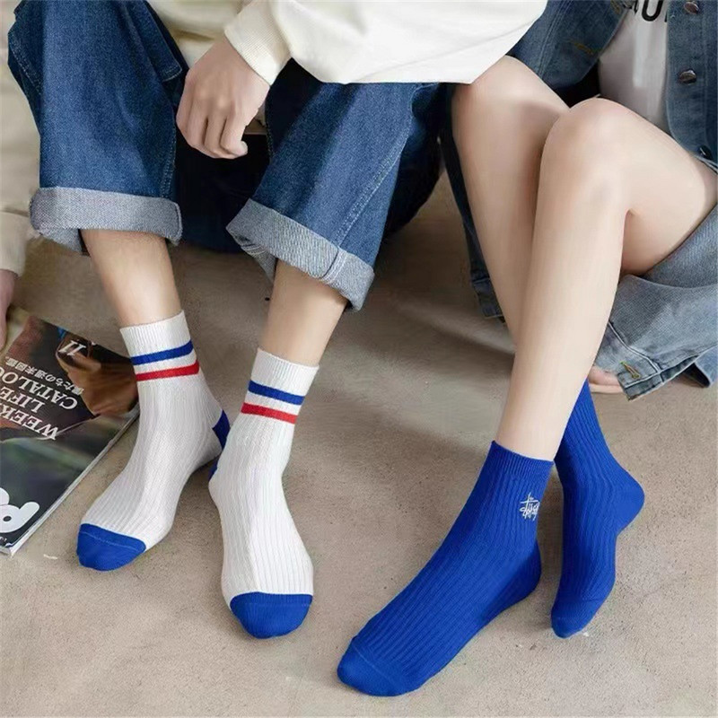 2023. aasta uued topeltnõelaga triibulised sokid naistele, tikitud rohelised puuvillased sokid, paarid, Rula Sox