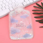 Sequin karšto vandens butelis mini skaidrus PVC karšto vandens butelis mažas vandens įpurškimo rankinė užpildyta vandens šildytuvo rankinė