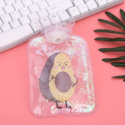 Sequin karšto vandens butelis mini skaidrus PVC karšto vandens butelis mažas vandens įpurškimo rankinė užpildyta vandens šildytuvo rankinė