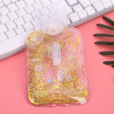 Sequin karšto vandens butelis mini skaidrus PVC karšto vandens butelis mažas vandens įpurškimo rankinė užpildyta vandens šildytuvo rankinė