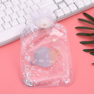 Sequin karšto vandens butelis mini skaidrus PVC karšto vandens butelis mažas vandens įpurškimo rankinė užpildyta vandens šildytuvo rankinė