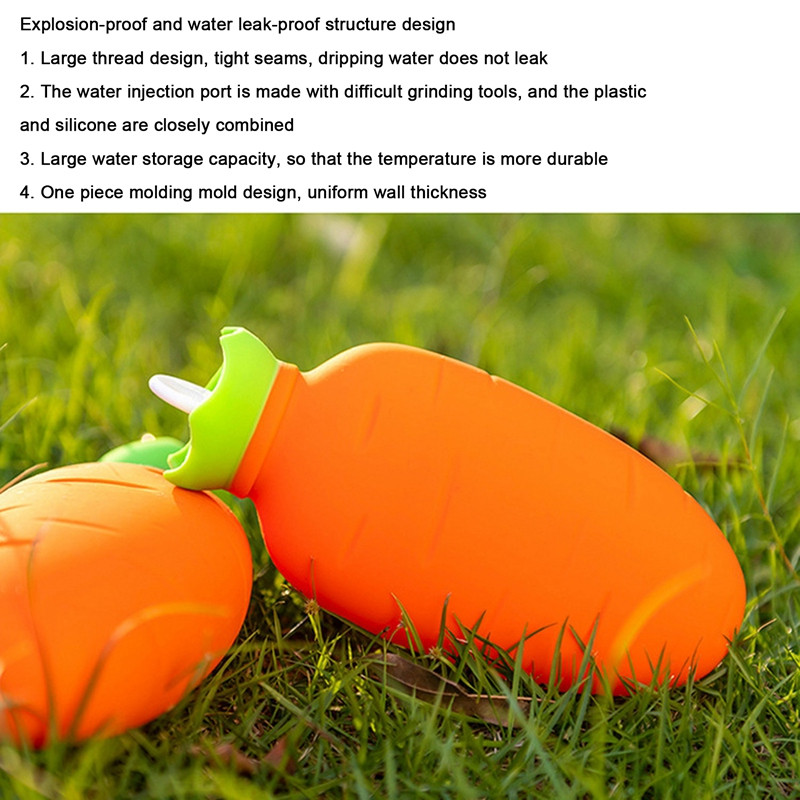 330 ml vee sissepritsega silikoonist kuumaveepudel paks kuumaveepudel käte jalgade soojendaja valge