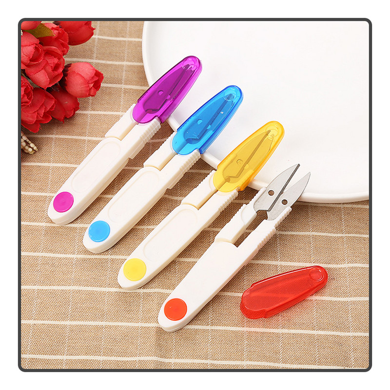 Aukštos kokybės U formos plastikinės žirklės su skaidriu apsauginiu dangteliu Patogios žirklės Žvejybos valas Žirklės Žvejybos įrankiai