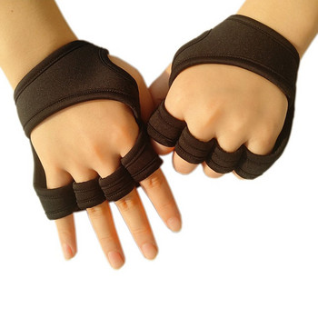 Мъже Жени Фитнес ръкавици Меки четири пръста Предотвратяват мазоли Нехлъзгащ се силикон Бодибилдинг Спорт Вдигане на тежести Фитнес упражнения
