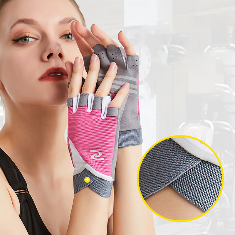 LOOGDEEL Fitness Mănuși cu jumătate de deget Anti-alunecare Echipament de fitness respirabil Antrenament cu gantere Gym Body Building Mănuși de ciclism