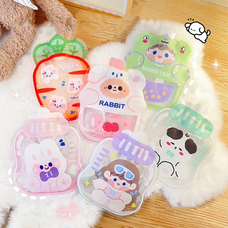 Animacinių filmų vandens įpurškimo karšto vandens maišelis Mielas skaidrus šilto vandens krepšys PVC nešiojamas mini mergaičių kišeninis rankų ir kojų šilto vandens krepšys