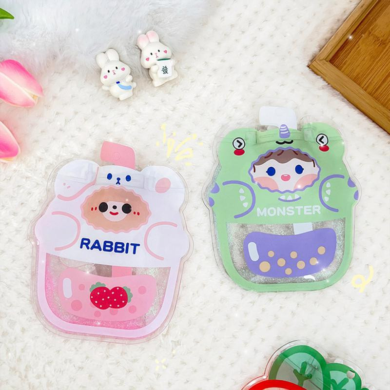 Animacinių filmų vandens įpurškimo karšto vandens maišelis Mielas skaidrus šilto vandens krepšys PVC nešiojamas mini mergaičių kišeninis rankų ir kojų šilto vandens krepšys