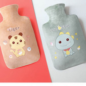 Mažas 500 ml karšto vandens butelis pliušinis animacinis filmas natūralios gumos dirbtinio kailio šiltas žieminis PVC šiltas rankų grotelės žieminis karšto vandens maišelis