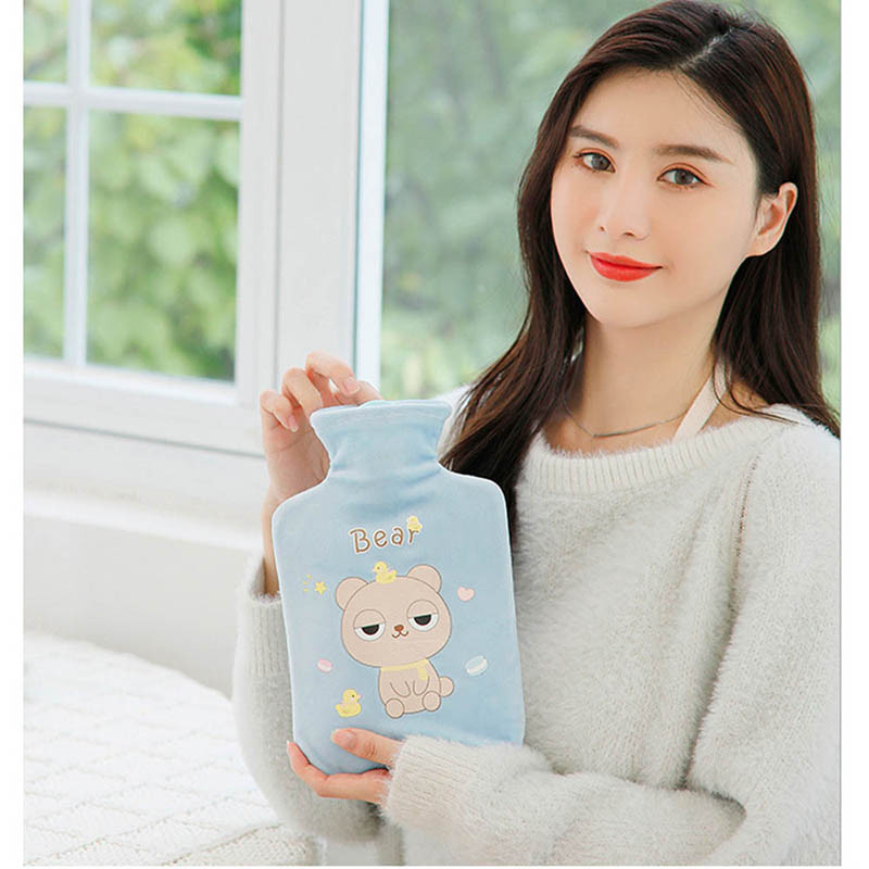 Mažas 500 ml karšto vandens butelis pliušinis animacinis filmas natūralios gumos dirbtinio kailio šiltas žieminis PVC šiltas rankų grotelės žieminis karšto vandens maišelis