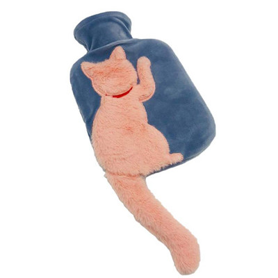 2023 Slatka mačja termosica s plišanim poklopcem 1L Klasična gumena termosica Meka torba za toplu i hladnu vodu za grčeve u vratu i ramenima, ublažavanje bolova