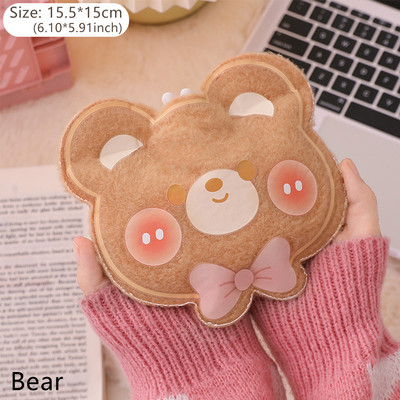 Mini animacinių filmų pliušinis meškiukas karšto vandens butelio maišelis šiltas pilvo šildytuvas, užpildytas sprogimui mini nešiojamas žieminis daugkartinis rankų šildytuvas