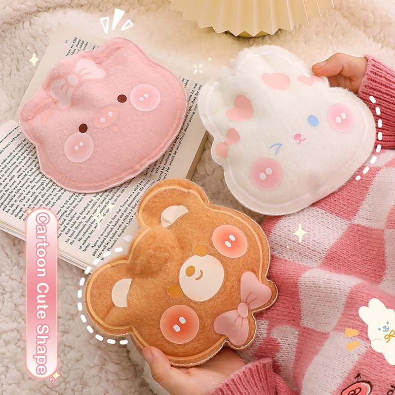 Mini animacinių filmų pliušinis meškiukas karšto vandens butelio maišelis šiltas pilvo šildytuvas, užpildytas sprogimui mini nešiojamas žieminis daugkartinis rankų šildytuvas