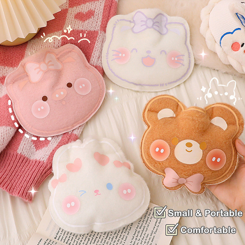 Mini animacinių filmų pliušinis meškiukas karšto vandens butelio maišelis šiltas pilvo šildytuvas, užpildytas sprogimui mini nešiojamas žieminis daugkartinis rankų šildytuvas