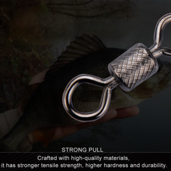 50PCS/Lot Meredith Fishing Swivels Solid Rings Rolling Swivel for Carp Fishing Accessories Вирбел с сачмени лагери с предпазна щипка