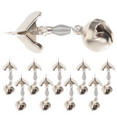 10 vnt. kniedės, metaliniai varpeliai, nešiojami žūklės segtukai lauko meškerės pavojaus signalai, varpeliai, įspėjamieji žvejybos jūroje įrankiai