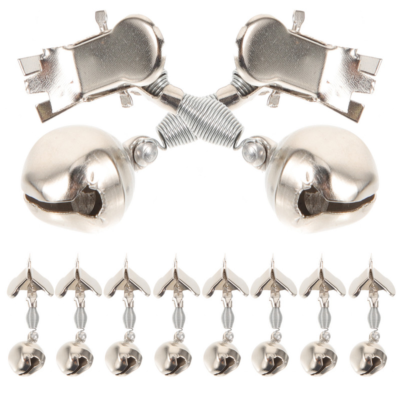 10 vnt. kniedės, metaliniai varpeliai, nešiojami žūklės segtukai lauko meškerės pavojaus signalai, varpeliai, įspėjamieji žvejybos jūroje įrankiai