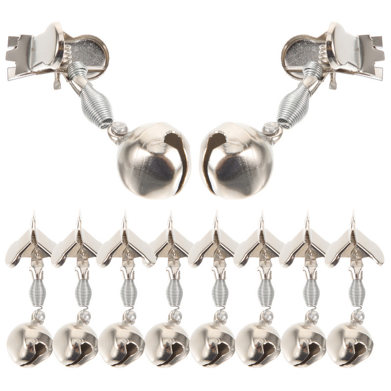 10 vnt. kniedės, metaliniai varpeliai, nešiojami žūklės segtukai lauko meškerės pavojaus signalai, varpeliai, įspėjamieji žvejybos jūroje įrankiai