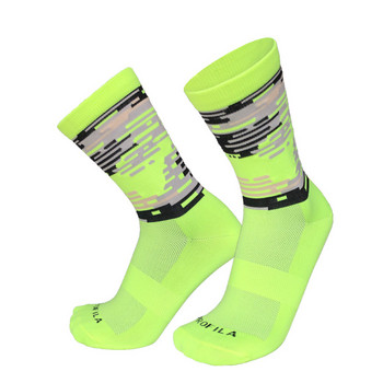 Есенни и зимни компресирани камуфлажни чорапи за колоездене Спорт на открито Катерене Чорапи за бягане с велосипед Мъже, Жени Бейзболни чорапи за ръгби