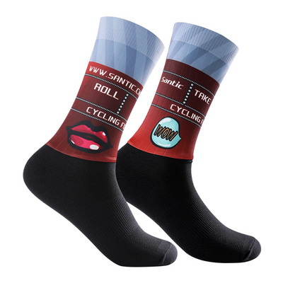 Santic Cycling κάλτσες μεσαίου μήκους σωλήνα ανδρικές και γυναικείες κάλτσες συμπίεσης για τρέξιμο εξωτερικού χώρου Αθλητικές κάλτσες πολύχρωμες