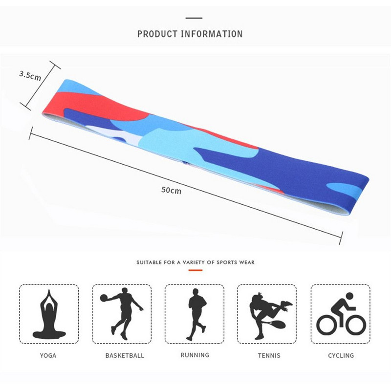 Jogos prakaito juosta bėgimui lauke, fitneso plati galvos juosta neslystanti elastinga prakaito juosta Gym sportinė galvos juosta su juostele spausdinta galvos apdangalai