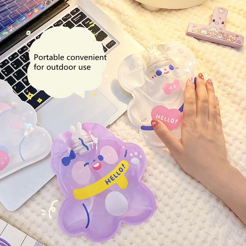 Mieli mini karšto vandens buteliai, skaidrūs nešiojami animaciniai filmai, užpildyti vandeniu, žieminiai rankų šildymo vandens maišeliai, PVC varžtiniai šildymo reikmenys