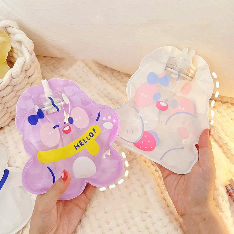 Mieli mini karšto vandens buteliai, skaidrūs nešiojami animaciniai filmai, užpildyti vandeniu, žieminiai rankų šildymo vandens maišeliai, PVC varžtiniai šildymo reikmenys
