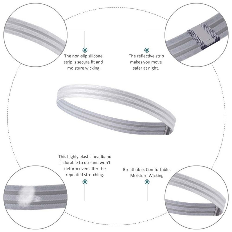 4 Χρώματα Μόδας Μοντέρνα Αντιολισθητική Αθλητική Κορδέλα Μαλλιών Απορροφητική Ιδρώτα Λάστιχο σιλικόνης για τρέξιμο γυμναστικής γιόγκα