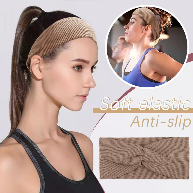 Sportsõlmidega Boho elastsusjooga naiste peapael Ühevärviline lai turban Sportjooga Sportlik elastsus-moodne juuksepael