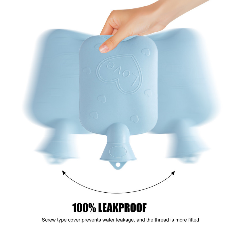 Πυκνωμένο μπουκάλι έγχυσης ζεστού νερού Χειμερινές σακούλες νερού ζεστών χεριών Pvcleakproof Bely foot Wamers with Heart Pattern Οικιακά