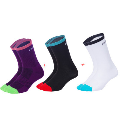 3 poros pakuotėje dviračių kojinės vyriškos, moteriškos lauke kvėpuojančios nailoninės dviračio kojinės bėgimui važiavimo dviračiu kompresinės kojinės iki kelių