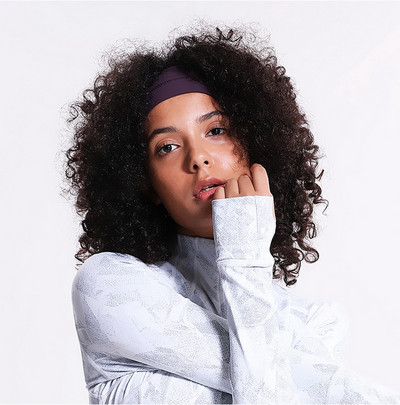 Klasikinės jogos plaukų juostos Moteriškos galvos juostelės neslystančios elastinės prakaito juostos Vientisos violetinės/pilkos/juodos galvos skara lauko sportinės plaukų juostos