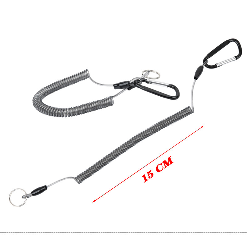 Karabininis lynas, apsaugantis nuo pametimo, antrinė replė, valdoma žuvies pakabinimo sagties virvė, 6 spalvų tvirta traukiama virvė