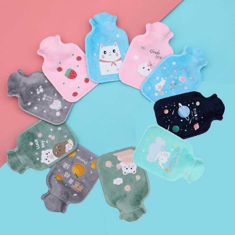 Drăguț de desene animate cu injecție de apă, sticle de apă caldă, mini încălzitor portabil de iarnă, rezistent la explozie