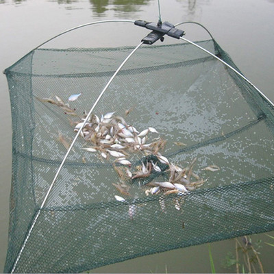 60 cm kokkupandav kalavõrk Kalakrevett Minnow Crab Söödad Valatud võrklõks Tõstevõrk Tõstmine Nailonist kalavõrk krabipüük