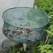 Capcană automată cu plasă de pescuit cușcă, formă rotundă, durabilă, deschisă pentru crab, raci, homar, râu în aer liber