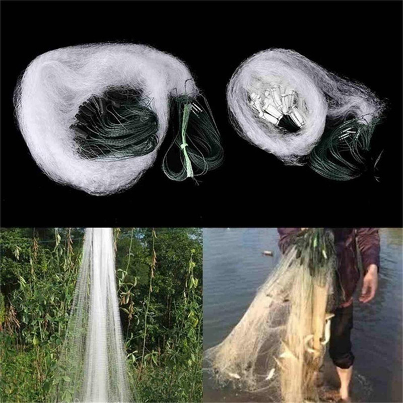 Vieno sluoksnio žvejybos tinklas Vieno tinklelio nailono patvarus plūduriuojantis gaudyklė monogijinis žiauninis tinklas Žvejybos priedai, skirti tinkleliui užmesti rankomis