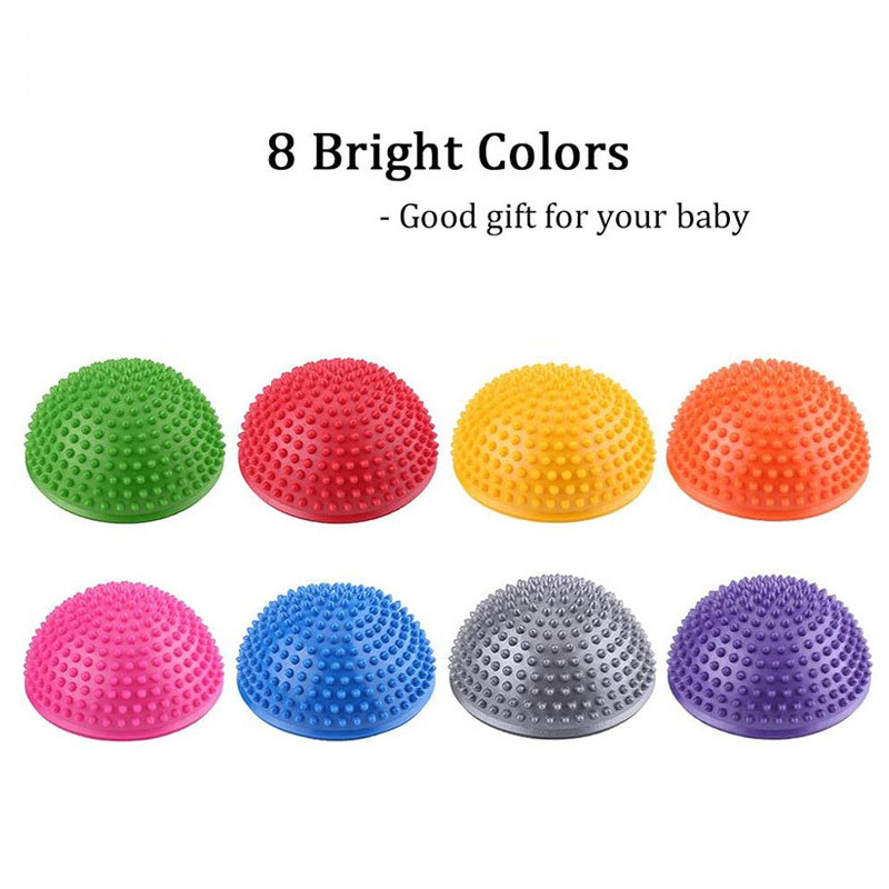 Minge de yoga de 16 cm punct de masaj gonflabil din PVC Half Fit Ball Balance Trainer Stabilizer GYM Pilates Fitness Balancing Ball