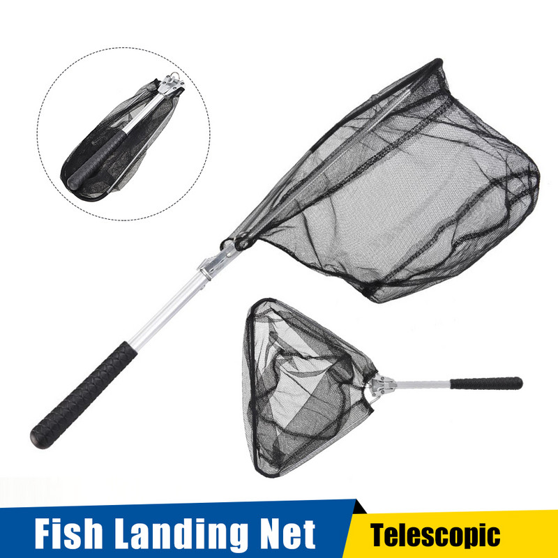 50 cm nešiojamas žuvų iškrovimo tinklas, sulankstomas su aliuminio lydinio meškerėmis, sulankstomas žvejybos tinklo stulpo nutūpimo tinklas, skirtas baidarių muselinės žvejybos įrankiui